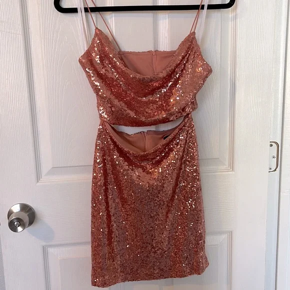 green emerald velvet dress Sexy Gold Two-Piece Prom Dress Sequins Long Sleeve On One Side